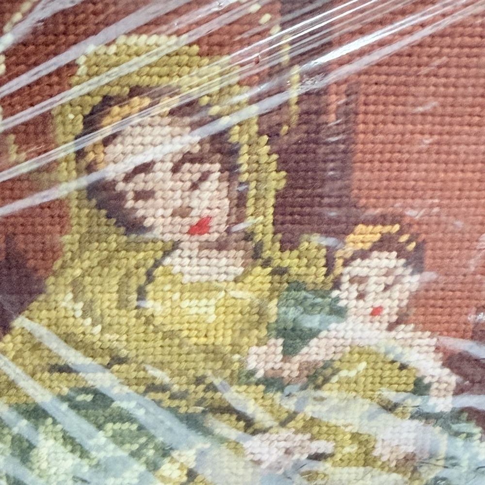 Vintage Framed Needlepoint Madonna And Child Religious Art 11x13 - Picture 2 of 5